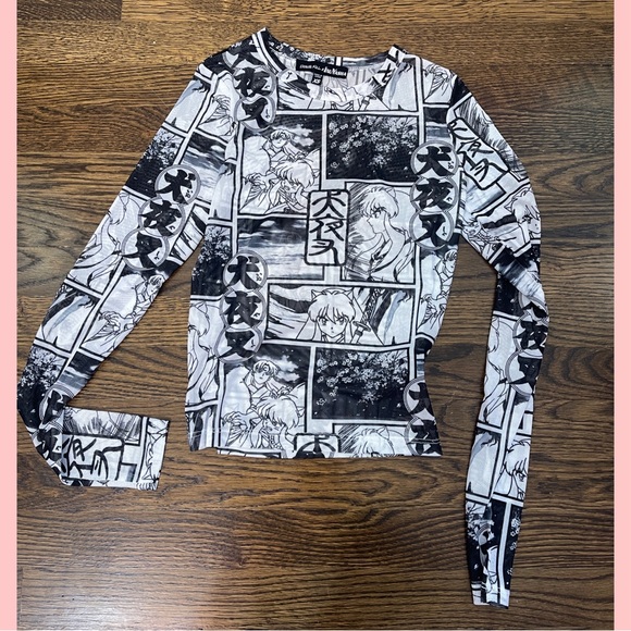 Dolls Kill x InuYasha Anime Dreams Mesh Top shirt - Picture 2 of 4
